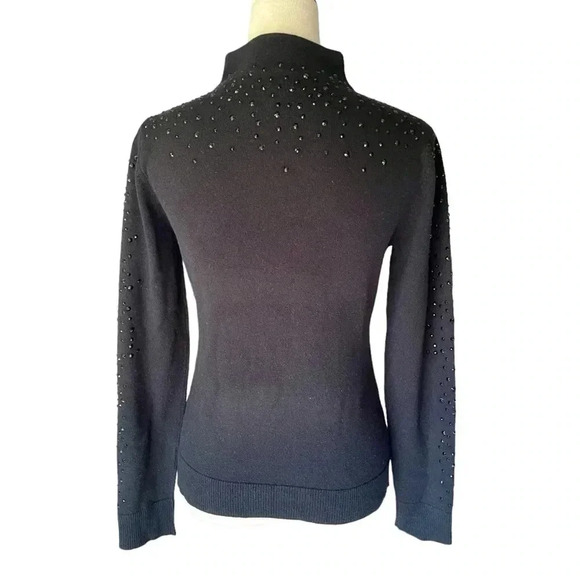 Kinross Cashmere Black Beaded Mock Neck Sweater Women Size S - Picture 3 of 8